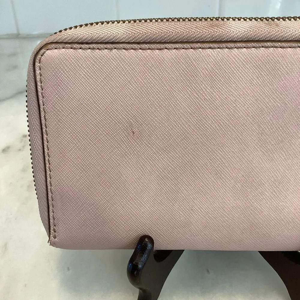 Michael Kors Wallet Leather Pink Saffiano Full Zip Continental Wallet